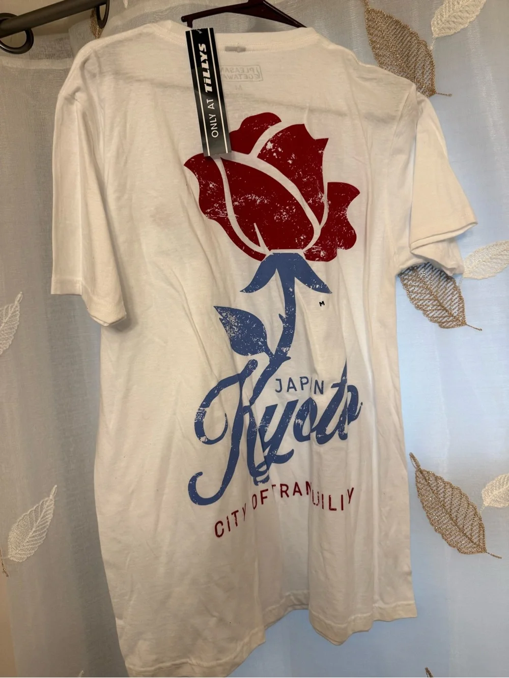 Kyoto Rose Embroidered White Men's Tee
